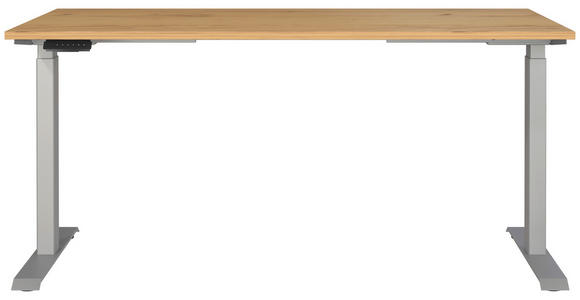 SCHREIBTISCH 160/80/72-118 cm in Silberfarben, Eichefarben - Eichefarben/Silberfarben, MODERN, Holzwerkstoff/Metall (160/80/72-118cm) - Novel