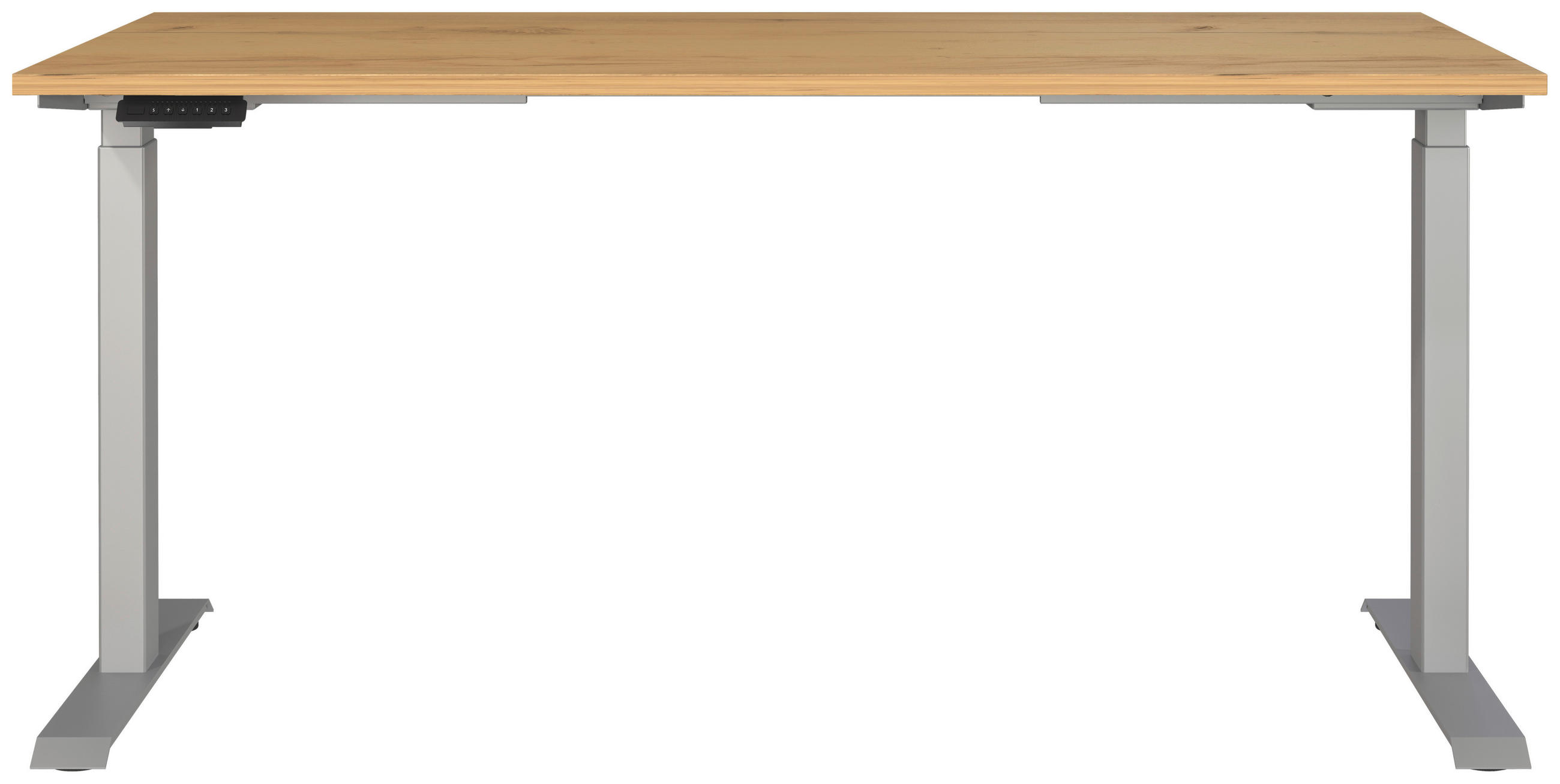 SCHREIBTISCH 160/80/72-118 cm  in Silberfarben, Eichefarben  - Eichefarben/Silberfarben, MODERN, Holzwerkstoff/Metall (160/80/72-118cm) - Novel