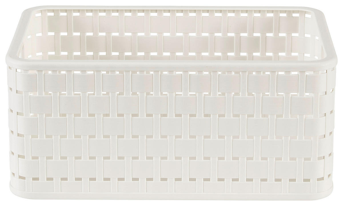 KOŠÍK biela - biela, Basics, plast (28/18,5/12,6cm) - Rotho