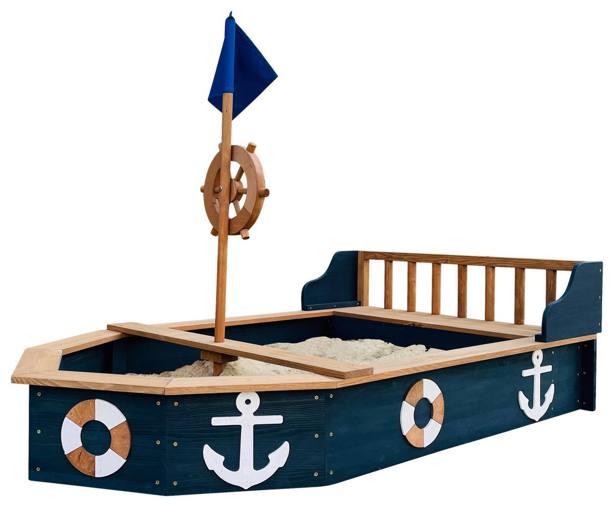 SANDKASTEN  - Anthrazit/Braun, KONVENTIONELL, Holz (153/100/90cm) - Ambia Garden