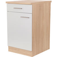 KÜCHENUNTERSCHRANK 50/84,8/60 cm  in Weiß, Eichefarben  - Eichefarben/Silberfarben, Basics, Holzwerkstoff/Metall (50/84,8/60cm) - Respekta