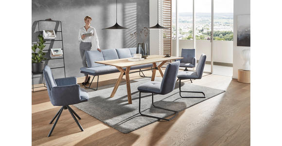 SCHWINGSTUHL Flachgewebe Blau, Schwarz - Blau/Schwarz, Design, Textil/Metall (50/87/59cm) - Dieter Knoll