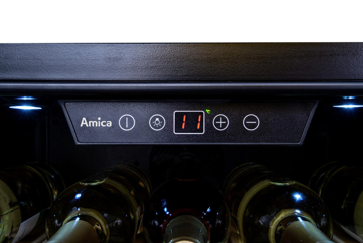 WEINKÜHLSCHRANK WK341210S  - Schwarz, Basics, Glas/Metall (59/59,5/54,5cm) - Amica