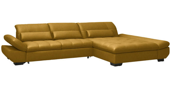 ECKSOFA  in Flachgewebe Gelb  341/204 cm  - Gelb/Schwarz, Design, Textil/Metall (341/204cm) - Xora