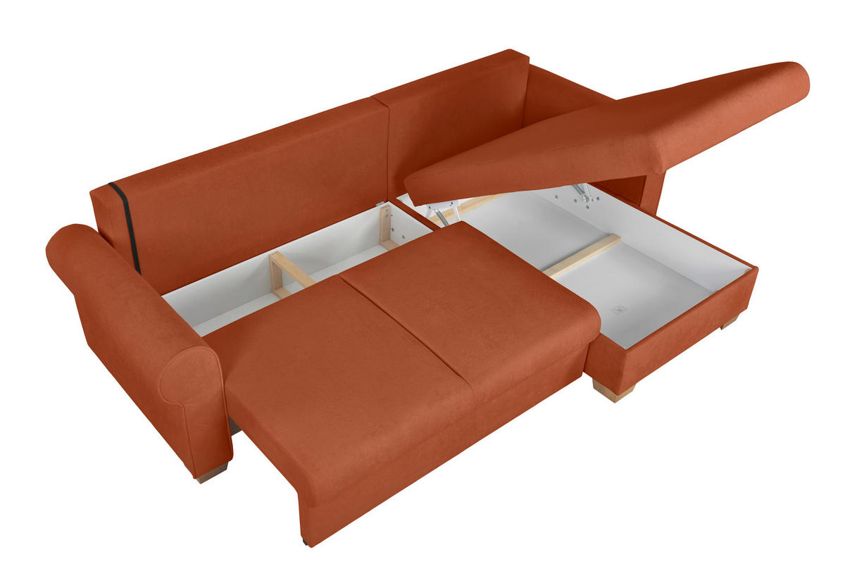 ECKSOFA Arles Rostfarben  - Rostfarben/Buchefarben, Design, Holz/Textil (266/161cm) - MID.YOU