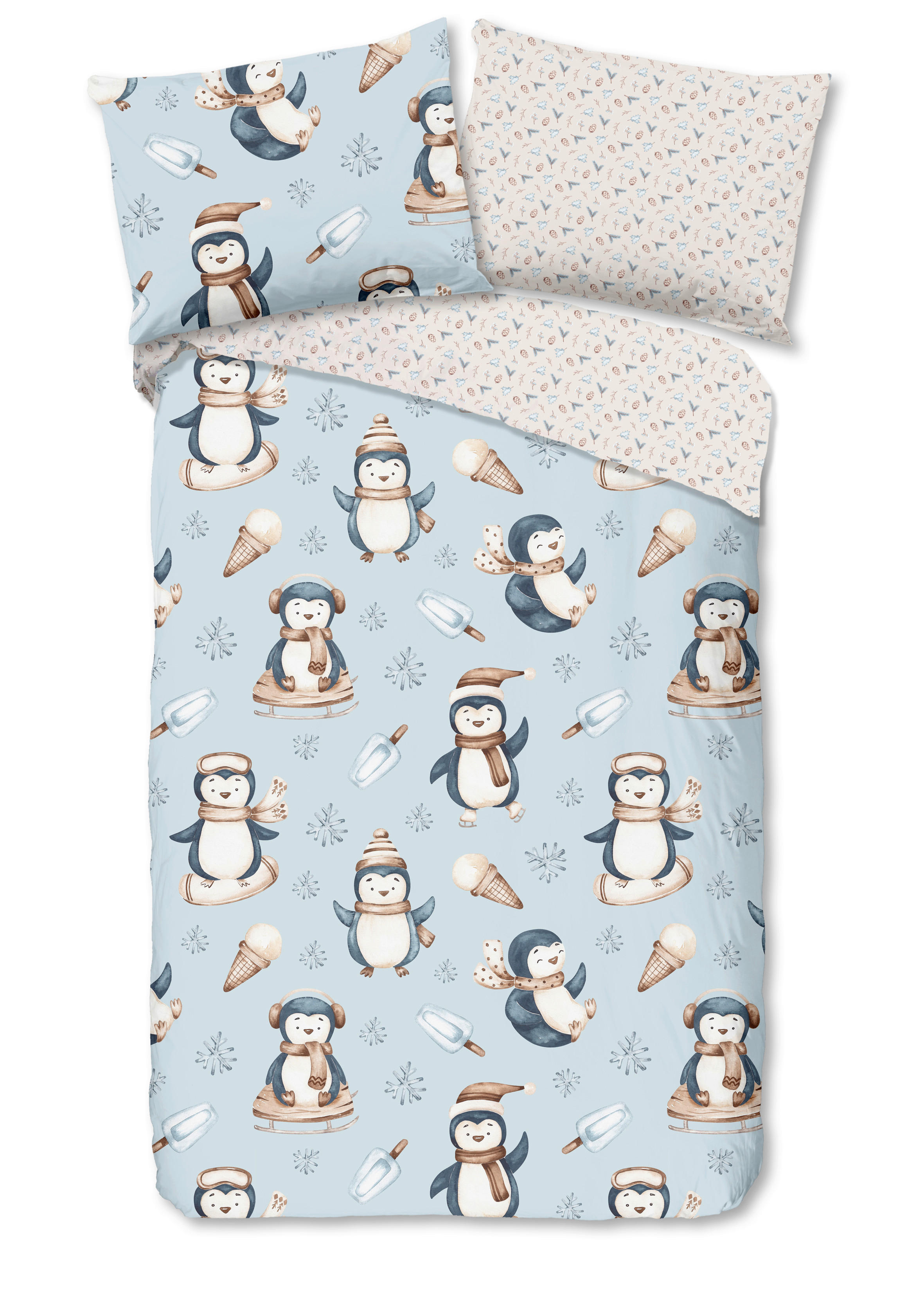 KINDERBETTWÄSCHE 140/200 cm  - Sandfarben/Blau, Textil (140/200cm)