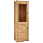 VITRINE  in massiv Wildeiche Wildeiche - Wildeiche/Schwarz, Natur, Glas/Holz (65/204/38cm) - Hom`in