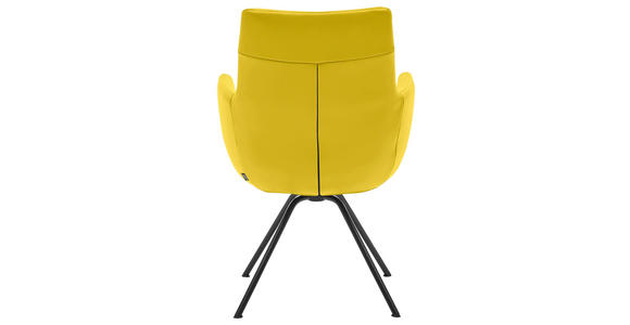 ARMLEHNSTUHL  Beinauswahl, Lederauswahl, Typenauswahl  Echtleder  - Gelb/Schwarz, Design, Leder/Metall (60/90/61cm) - Dieter Knoll