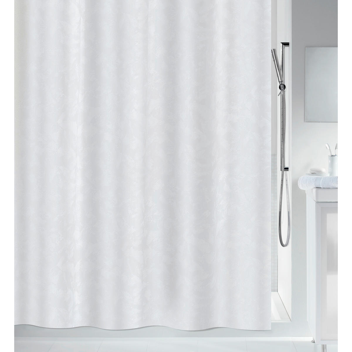 DUSCHVORHANG PORTO 180/200 cm  - Weiß, Basics, Textil (180/200cm) - Spirella