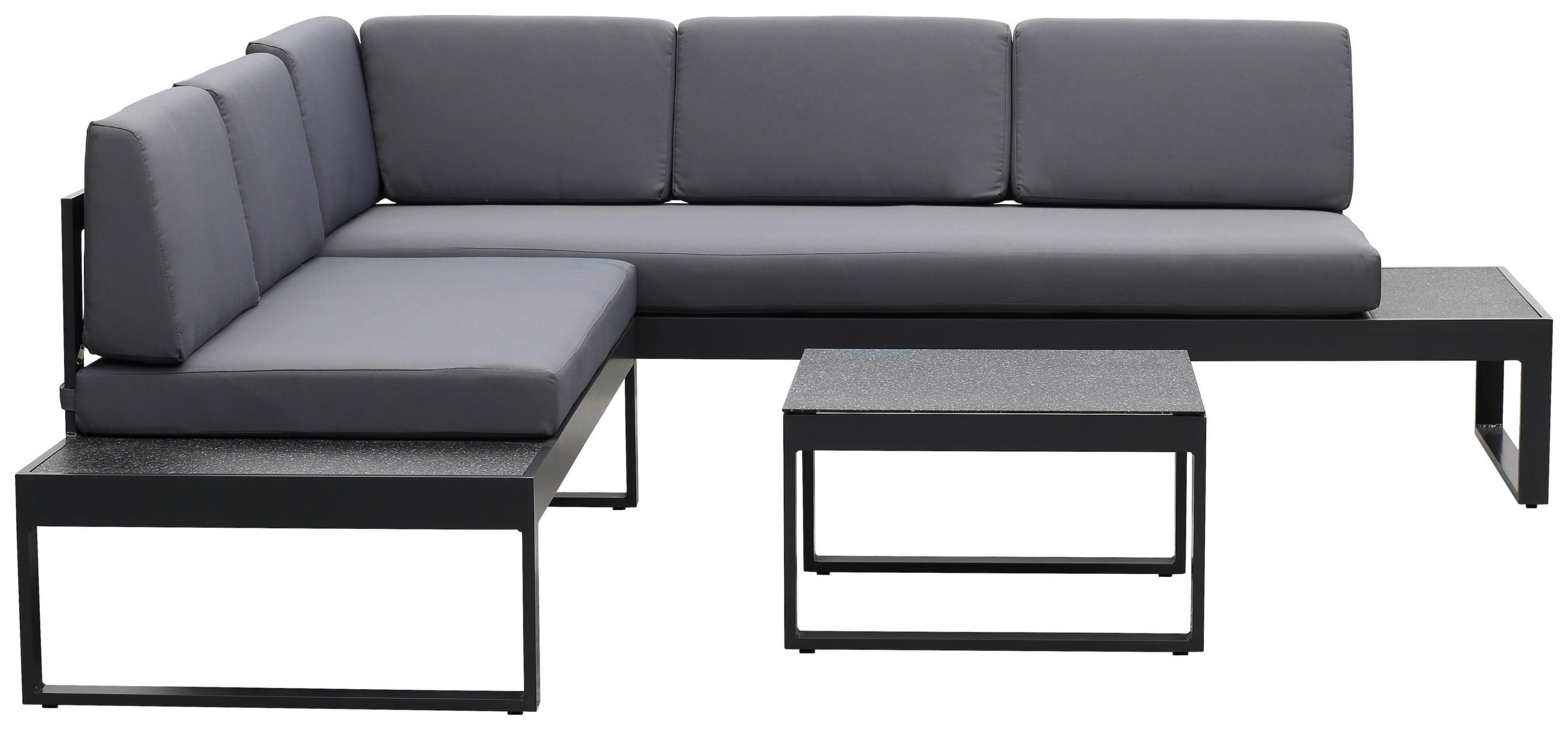 LOUNGE GARNITURA   metal, staklo, tekstil  antracit, tamno siva    - tamno siva/antracit, Lifestyle, staklo/metal (219/220cm) - Ambia Garden