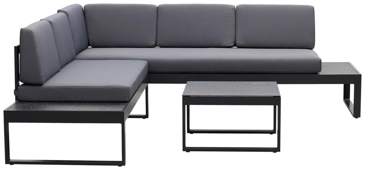 LOUNGEGARNITUR 219/220 cm Aluminium  - Dunkelgrau/Anthrazit, LIFESTYLE, Glas/Textil (219/220cm) - Ambia Garden