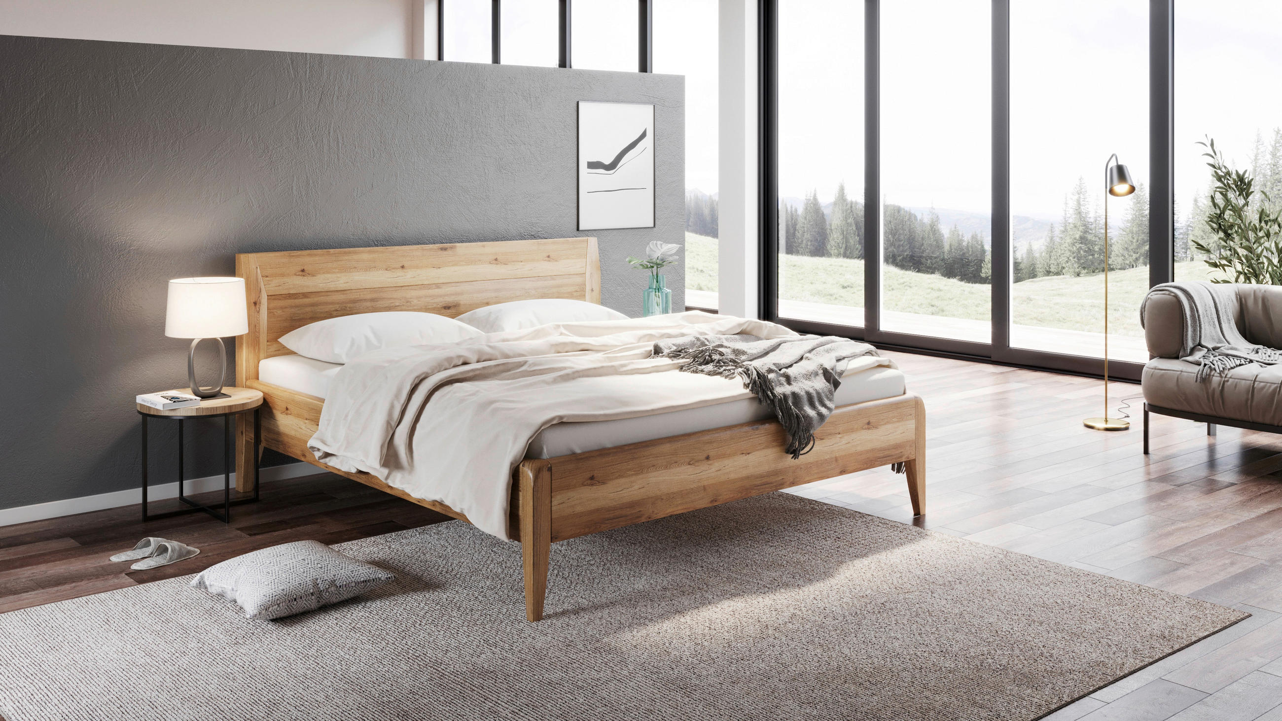 BETT 140/200 cm  in Naturfarben, Wildeiche  - Wildeiche/Naturfarben, MODERN, Holz (140/200cm) - MID.YOU