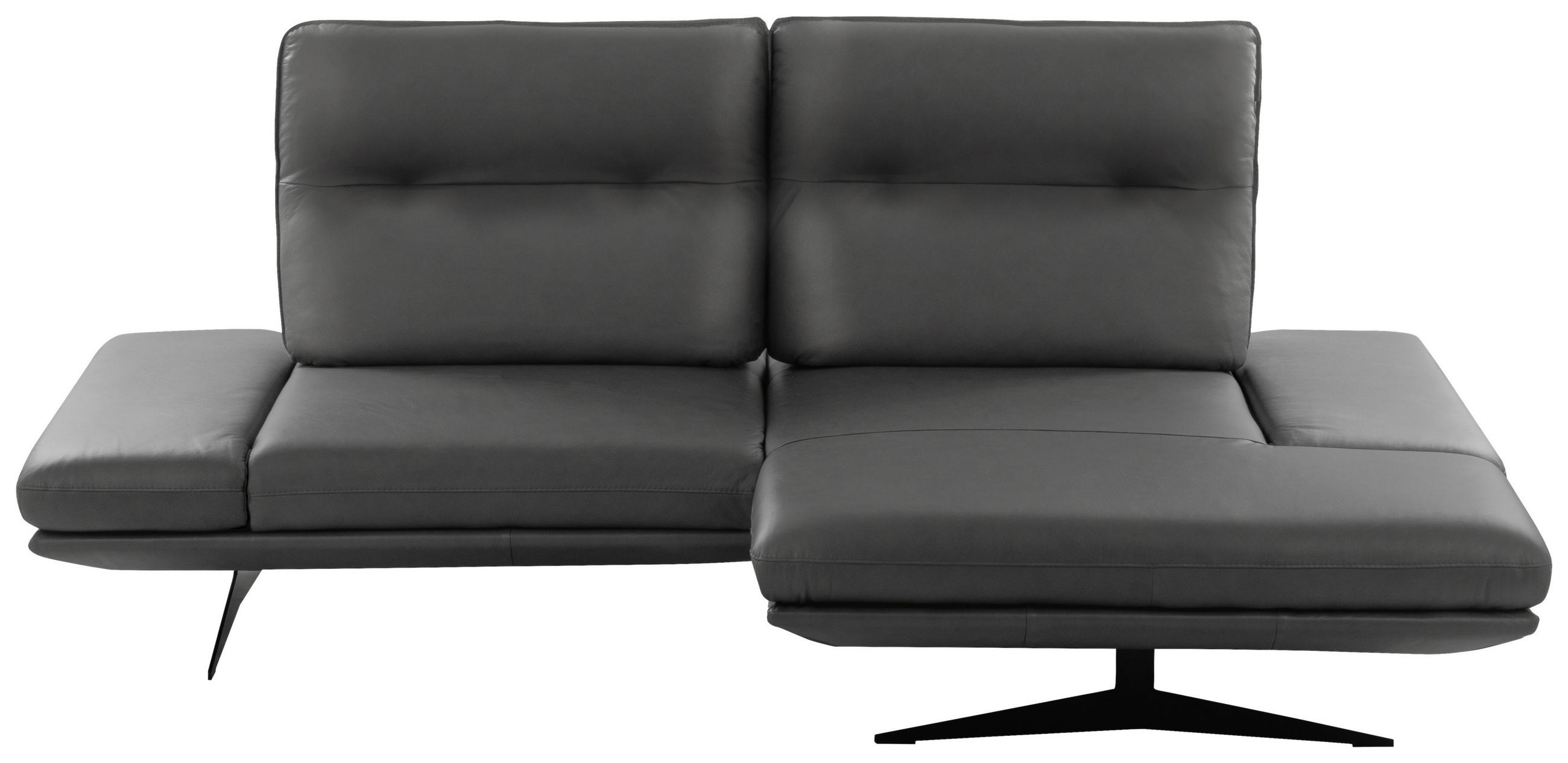 ECKSOFA 235/160 cm  in Echtleder Dunkelgrau Rücken echt, Armteilverstellung, Kopfteilverstellung, Sitztiefenverstellung  235/160 cm  - Dunkelgrau/Schwarz, Design, Leder/Metall (235/160cm) - Celina Home