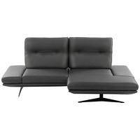 ECKSOFA 235/160 cm  in Echtleder Dunkelgrau Rücken echt, Armteilverstellung, Kopfteilverstellung, Sitztiefenverstellung  235/160 cm  - Dunkelgrau/Schwarz, Design, Leder/Metall (235/160cm) - Celina Home