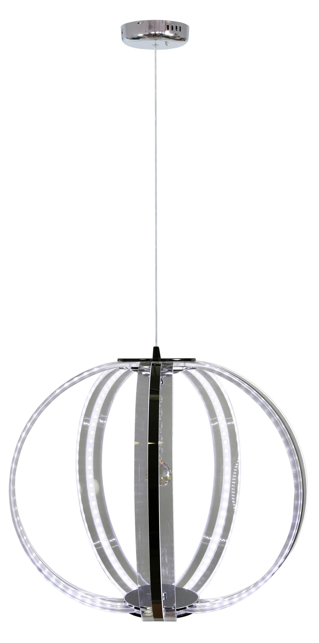 LED-HÄNGLAMPA Cansas 44/44/110 cm  - kromfärg/svart, Basics, metall/plast (44/44/110cm)
