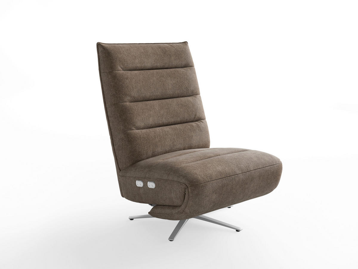 RELAXAČNÉ KRESLO, textil, hnedá - hnedá/strieborná, Basics, kov/textil (80/109/98cm) - Sit & More