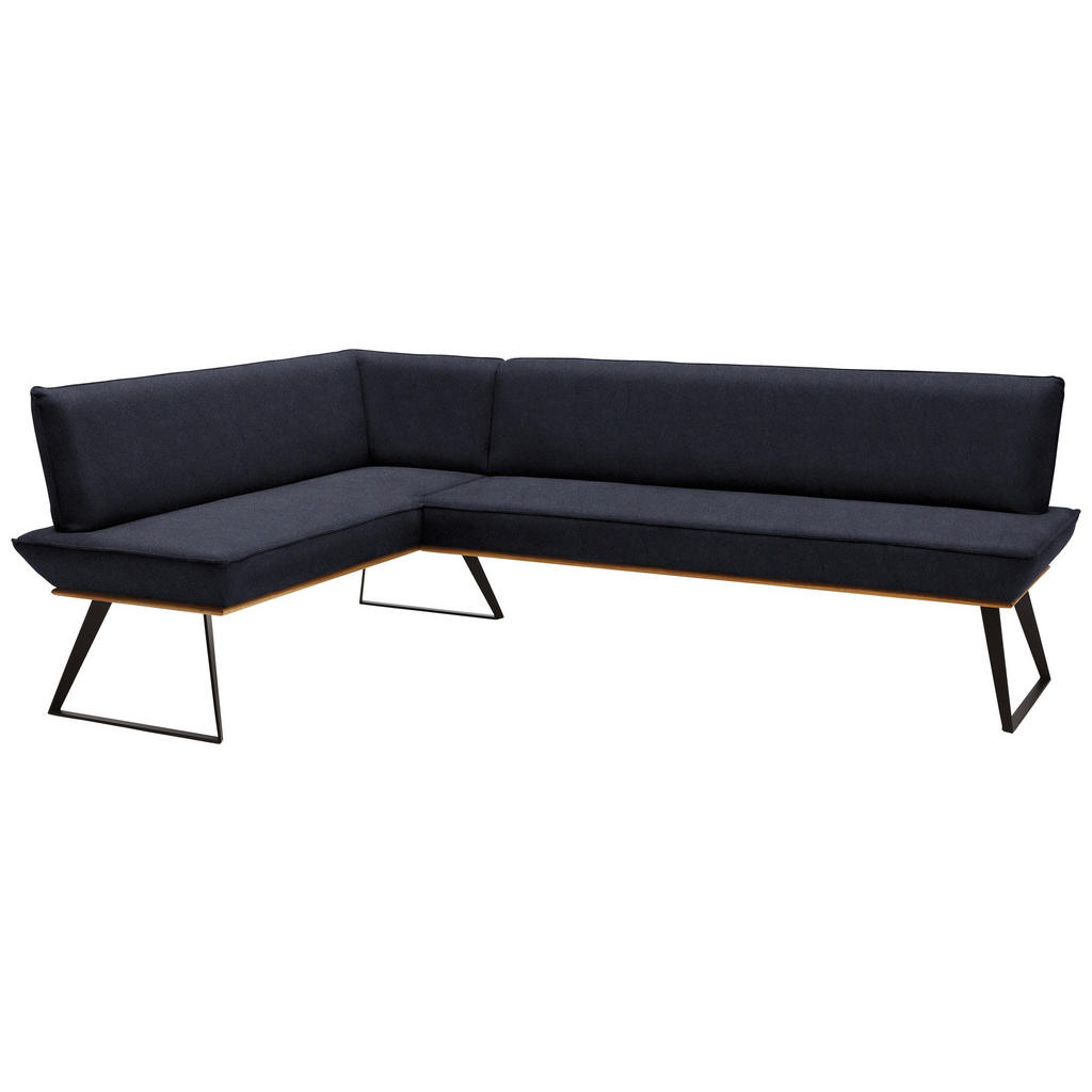 Thumbnail - Voleo Eckbank, Schwarz, Eiche, Holz, Metall, Textil, Eiche, massiv, 5-6-Sitzer, Eckteil, L-Form, 243x183 cm, Stoffauswah...