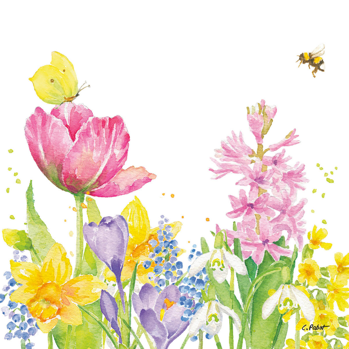 SERVIETTE    - Multicolor, Basics, Papier (17.5/17.5cm)