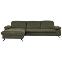 ECKSOFA  Echtleder Graugrün  - Schwarz/Graugrün, Design, Leder/Metall (169/307cm) - Beldomo Premium