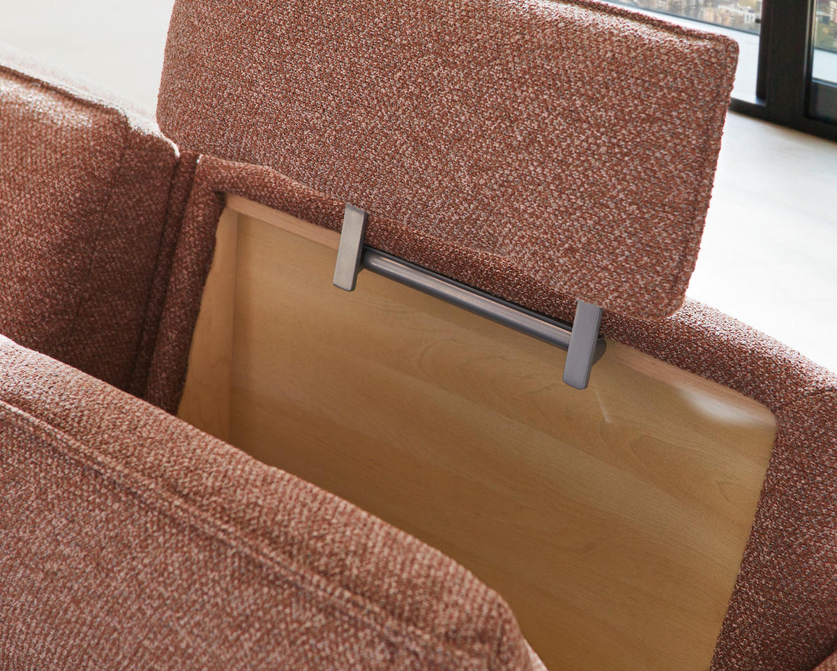 ECKSOFA in Flachgewebe Altrosa  - Anthrazit/Altrosa, Design, Textil/Metall (171/281cm) - Himolla