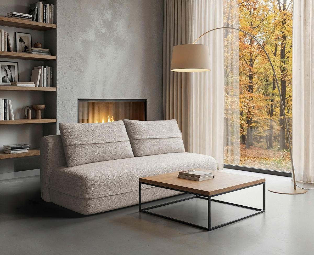 SCHLAFSOFA Chenille Beige  inkl. Rückenkissen, Bettkasten, Schlaffunktion, Rücken echt, Liegefläche im Originalstoff  - Beige/Schwarz, KONVENTIONELL, Kunststoff/Textil (213/92/105cm) - Milino
