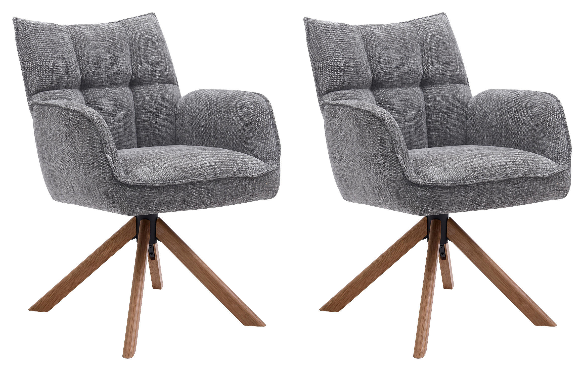 ARMLEHNSTUHL-SET 2 Stück  in Chenille  - Graphitfarben/Naturfarben, MODERN, Holz/Textil (59/86/65cm) - Livetastic