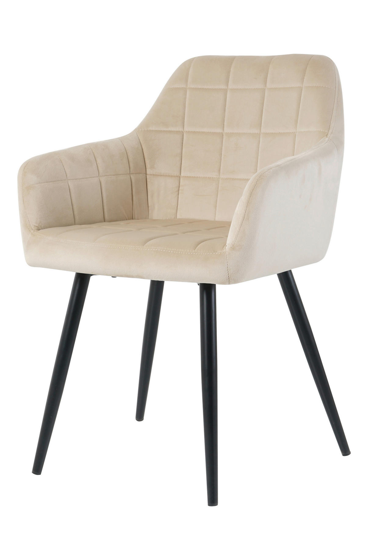 ARMLEHNSTUHL-SET 2 Stück  in Samt  - Beige/Schwarz, Design, Textil/Metall (59/83/62cm) - Livetastic