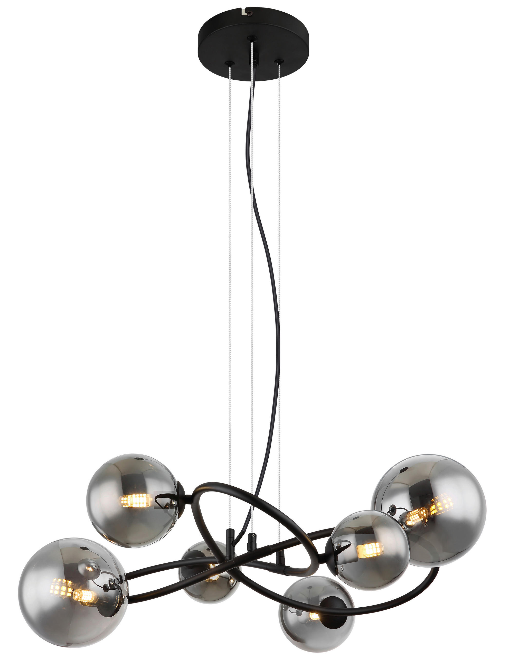 LED-HÄNGELEUCHTE 62,2/58,8/120 cm - Transparent/Schwarz, Design, Glas/Kunststoff (62,2/58,8/120cm) - Globo