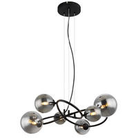 LED-HÄNGELEUCHTE 62,2/58,8/120 cm   - Transparent/Schwarz, Design, Glas/Kunststoff (62,2/58,8/120cm) - Globo