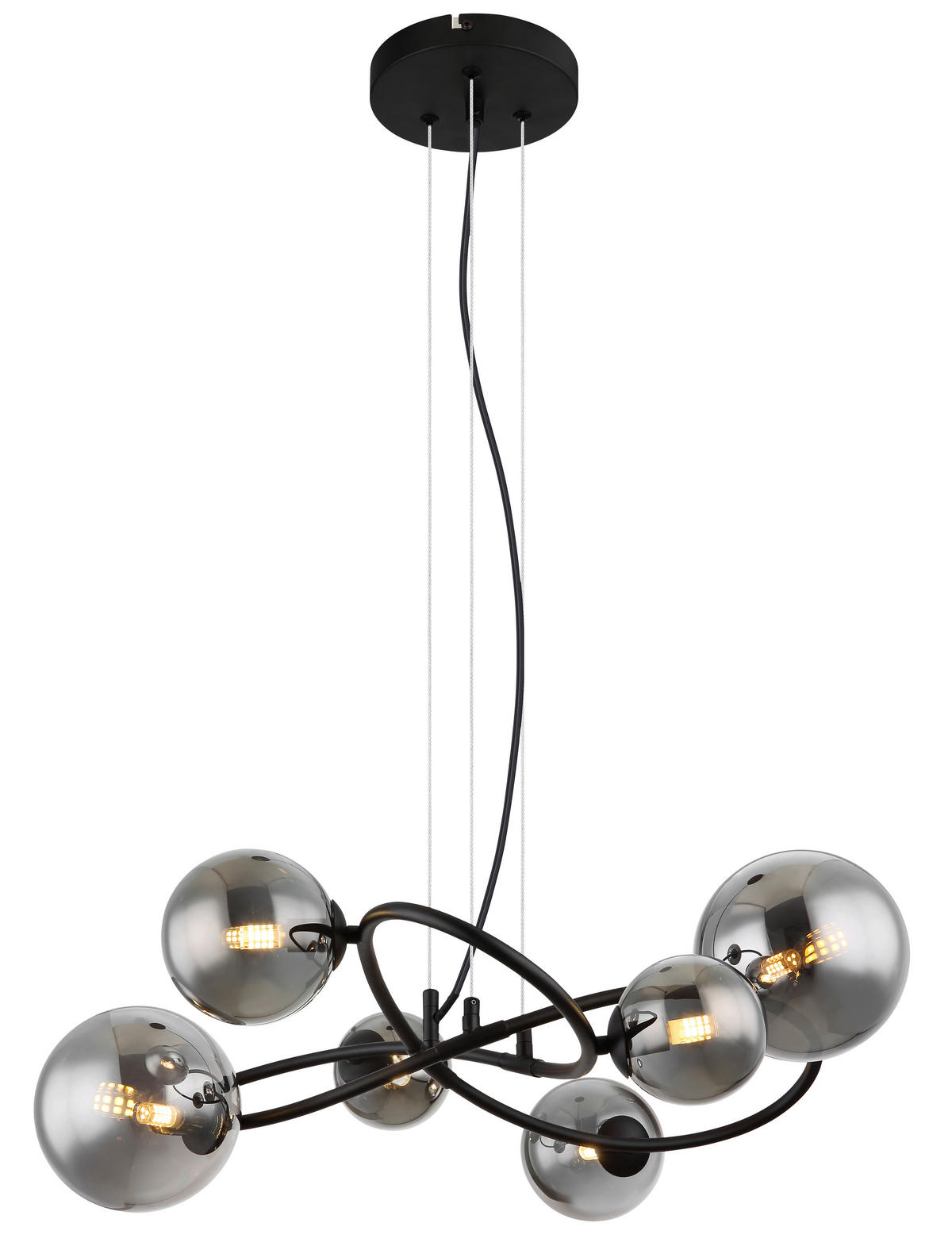 LED-HÄNGELEUCHTE 62,2/58,8/120 cm   - Transparent/Schwarz, Design, Glas/Kunststoff (62,2/58,8/120cm) - Globo