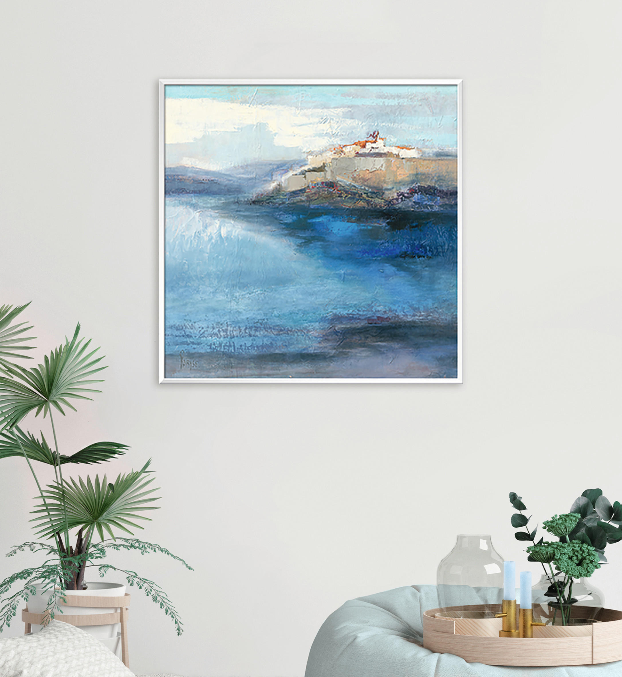KUNSTDRUCK Strand & Meer 50/50 cm  - Sandfarben/Blau, Basics, Papier (50/50cm) - Monee