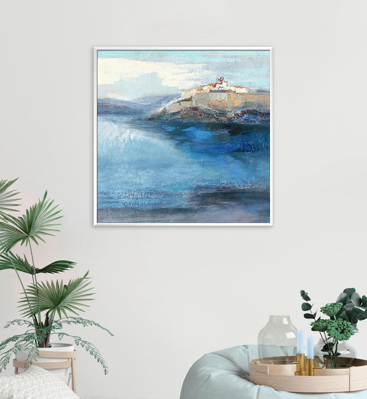 KUNSTDRUCK Strand & Meer 50/50 cm  - Sandfarben/Blau, Basics, Papier (50/50cm) - Monee