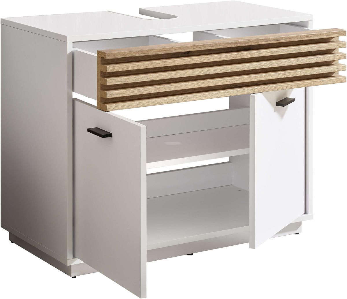 SKŘÍŇKA POD UMYVADLO, bílá - bílá/černá, Konvenční, kompozitní dřevo/plast (80/64/40cm) - Xora