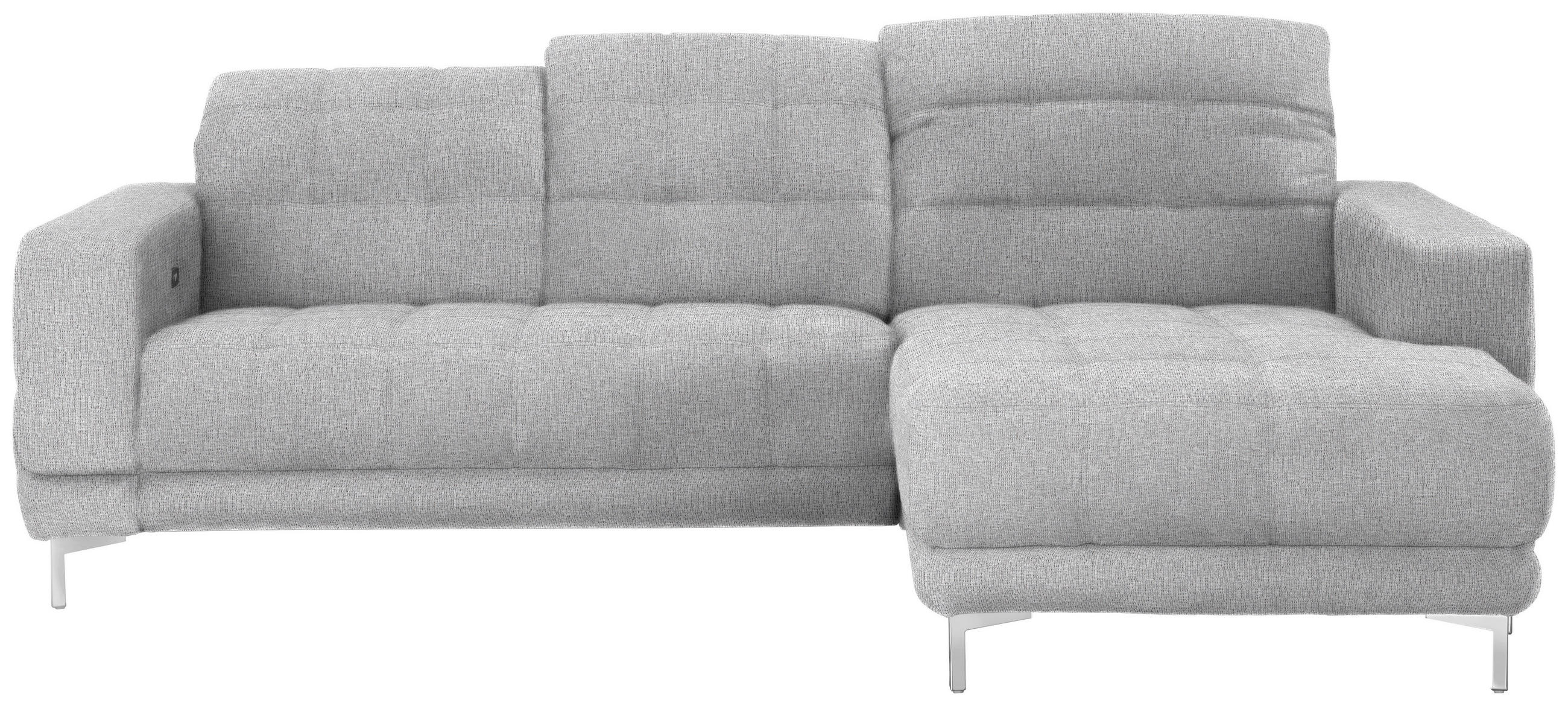 ECKSOFA in Webstoff Hellgrau  - Chromfarben/Hellgrau, Design, Textil/Metall (260/187cm) - Xora