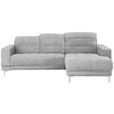 ECKSOFA in Webstoff Hellgrau  260/187 cm  - Chromfarben/Hellgrau, Design, Textil/Metall (260/187cm) - Xora
