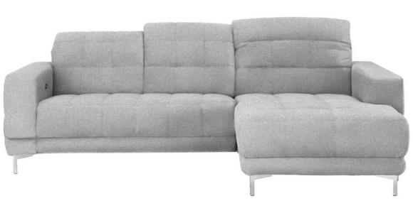 ECKSOFA in Webstoff Hellgrau  260/187 cm  - Chromfarben/Hellgrau, Design, Textil/Metall (260/187cm) - Xora
