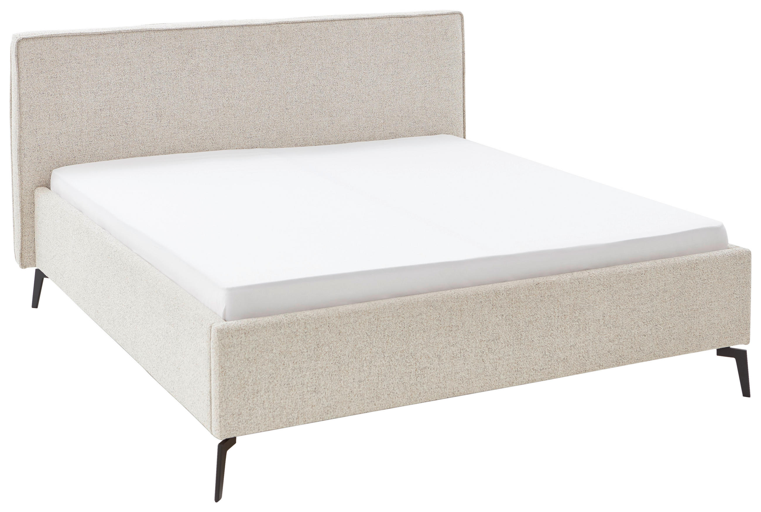 POLSTERBETT Beige 180/200 cm  - Beige/Schwarz, Design, Textil/Metall (180/200cm) - home24
