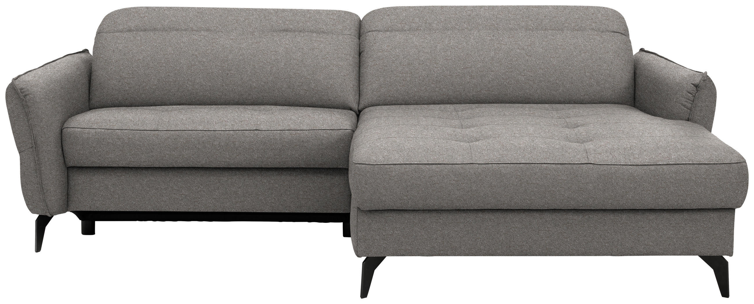 ECKSOFA Flachgewebe Greige  - Greige/Schwarz, Design, Textil/Metall (246/175cm) - Celina