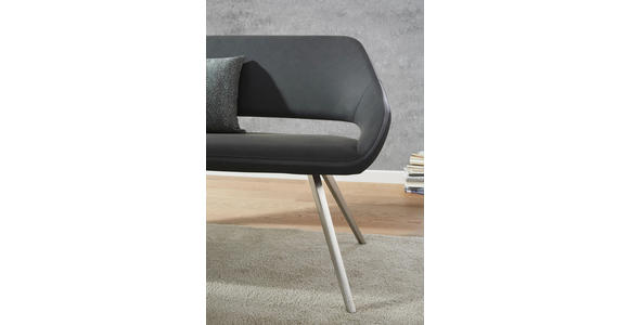 SITZBANK 175/88/66 cm in Anthrazit, Blau, Grau, Edelstahlfarben - Blau/Edelstahlfarben, Design, Textil/Metall (175/88/66cm) - Voleo