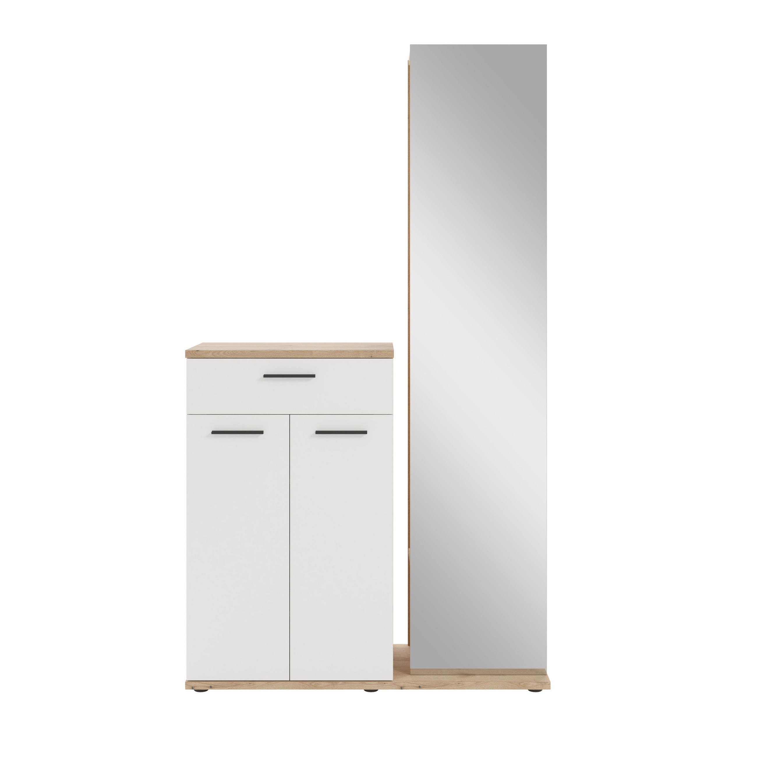 GARDEROBE  in 105/188/38 cm  - Eichefarben/Weiß, MODERN, Glas/Holzwerkstoff (105/188/38cm) - Xora