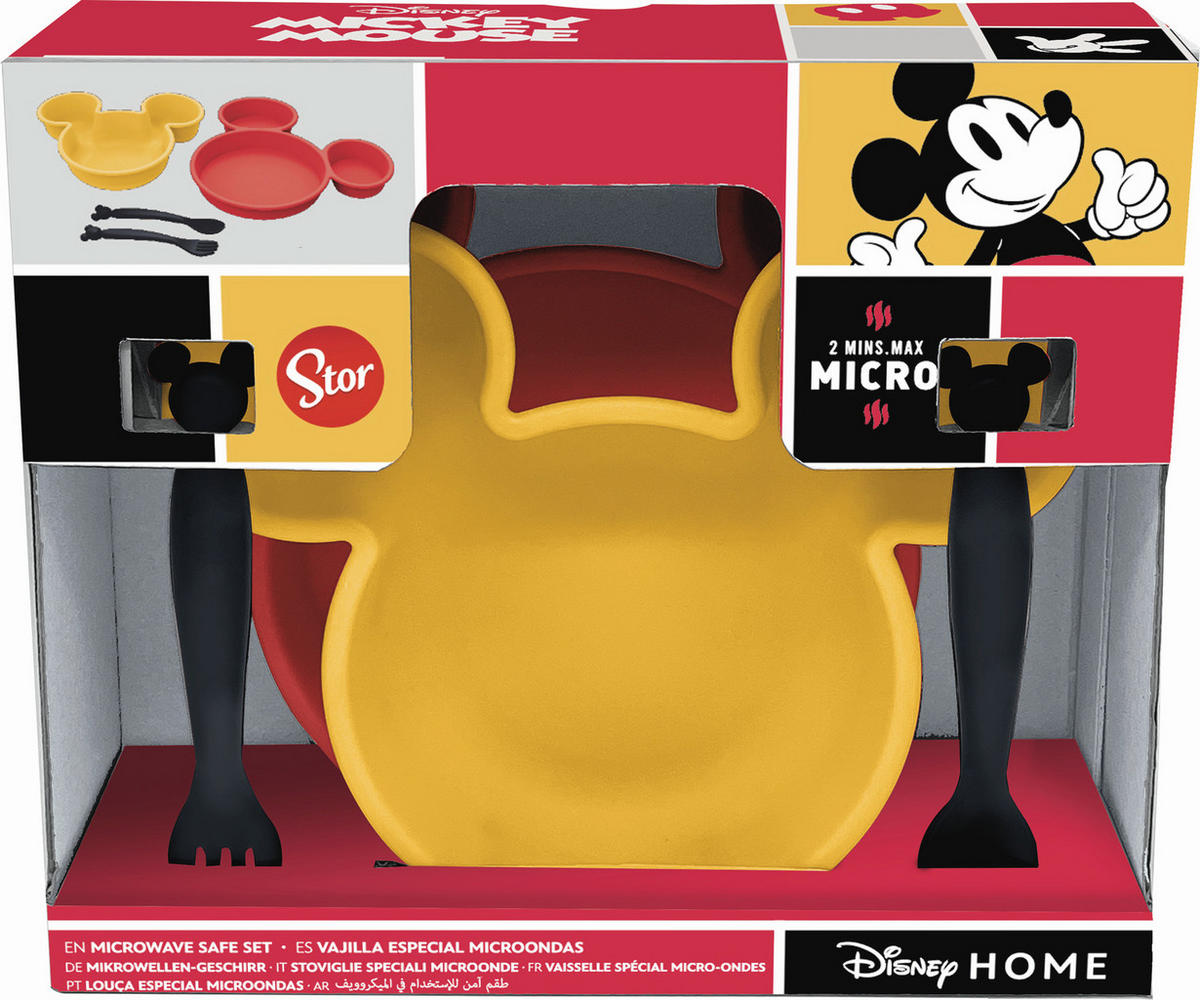KINDERGESCHIRRSET Mickey Mouse 4-teilig  - Gelb/Schwarz, Basics, Kunststoff (24cm) - Disney
