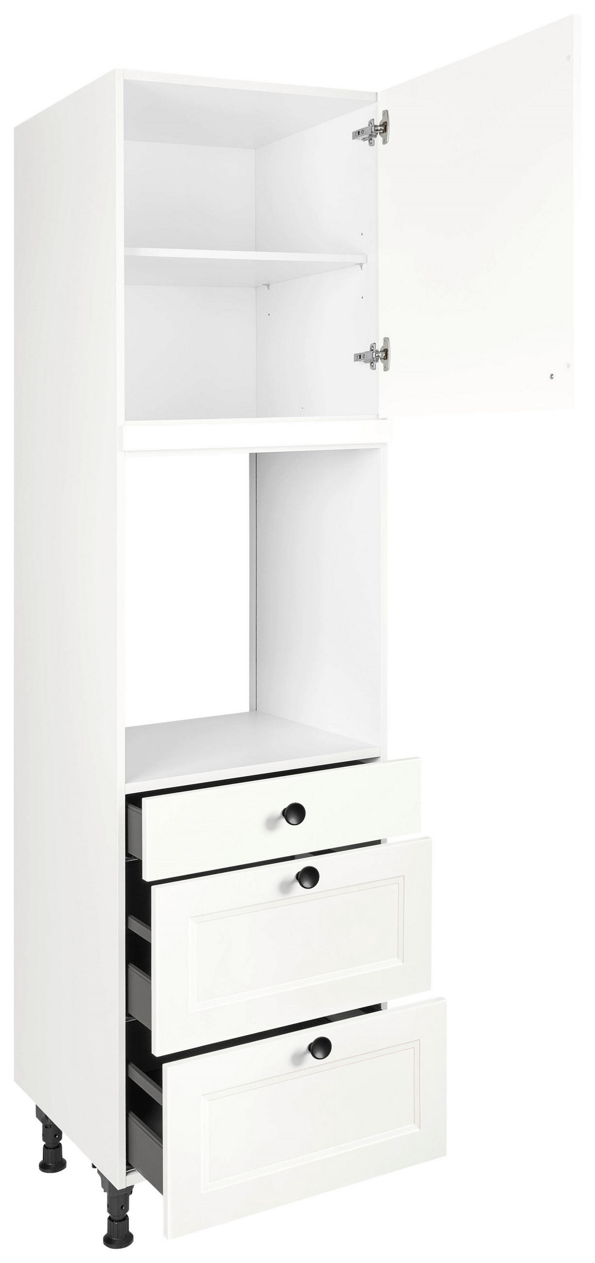 GERÄTEUMBAUSCHRANK 60/216,6/58 cm  in Weiß  - Schwarz/Weiß, MODERN, Holzwerkstoff/Metall (60/216,6/58cm) - Nobilia
