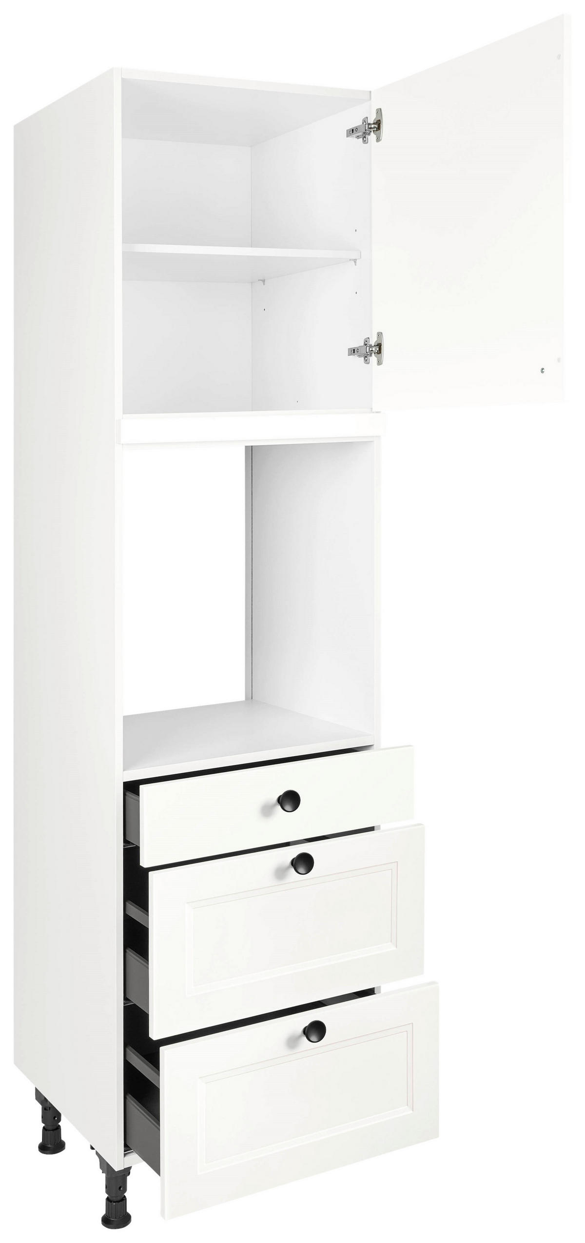 GERÄTEUMBAUSCHRANK 60/216,6/58 cm  in Weiß  - Schwarz/Weiß, MODERN, Holzwerkstoff/Metall (60/216,6/58cm) - Nobilia