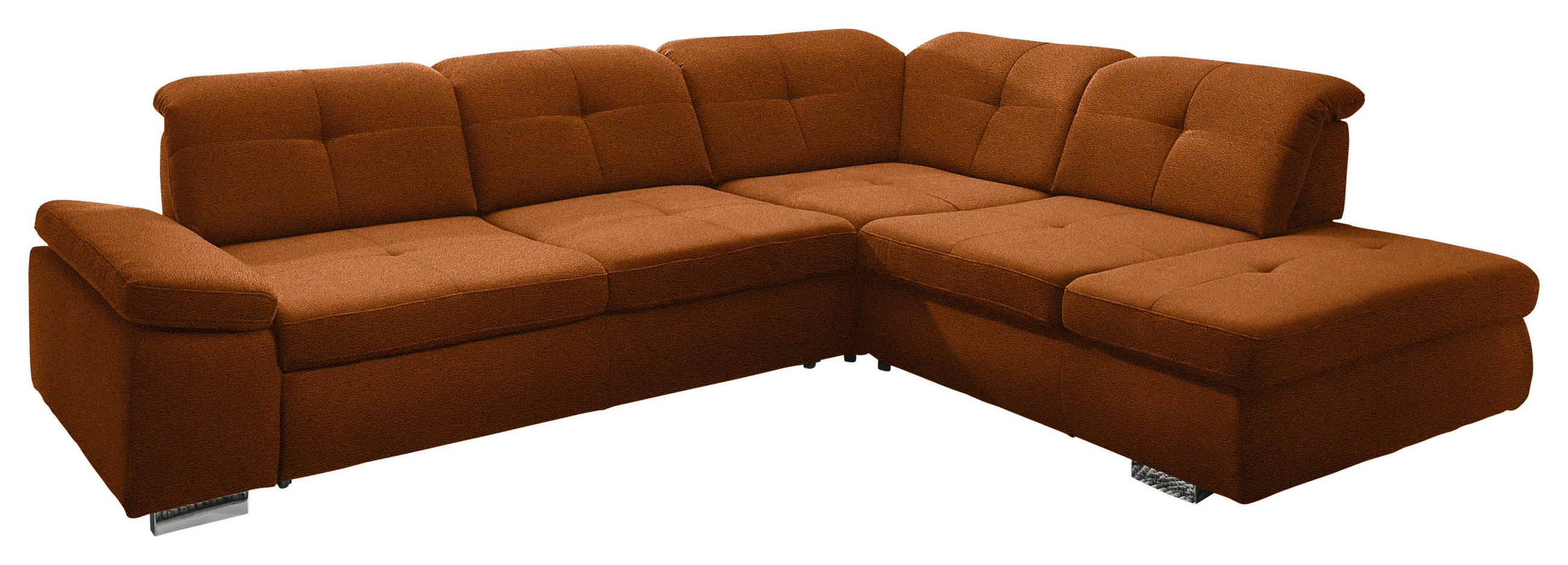 ECKSOFA  in Mikrofaser Cognac  312/260 cm  - Chromfarben/Cognac, Design, Textil/Metall (312/260cm) - Beldomo Style