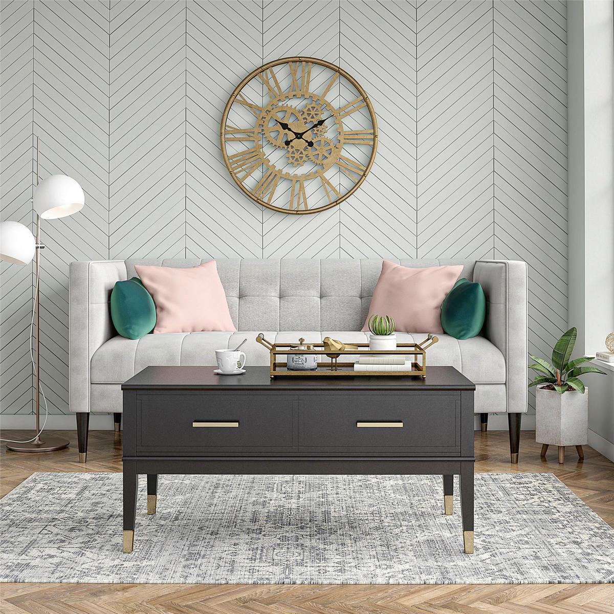 COUCHTISCH Westerleigh 106/52/51 cm Schwarz  - Messingfarben/Schwarz, Design, Holzwerkstoff/Metall (106/52/51cm) - MID.YOU