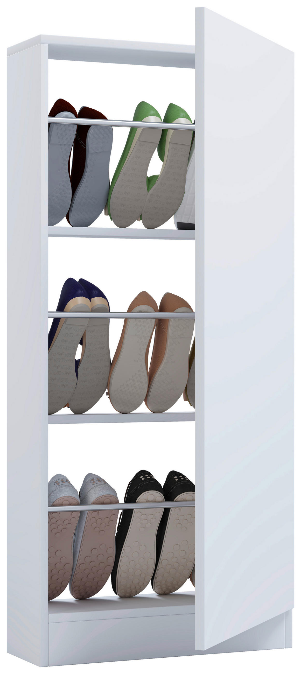 SCHUHSCHRANK Weiß  - Weiß, Design, Holzwerkstoff (50/112/17cm) - MID.YOU