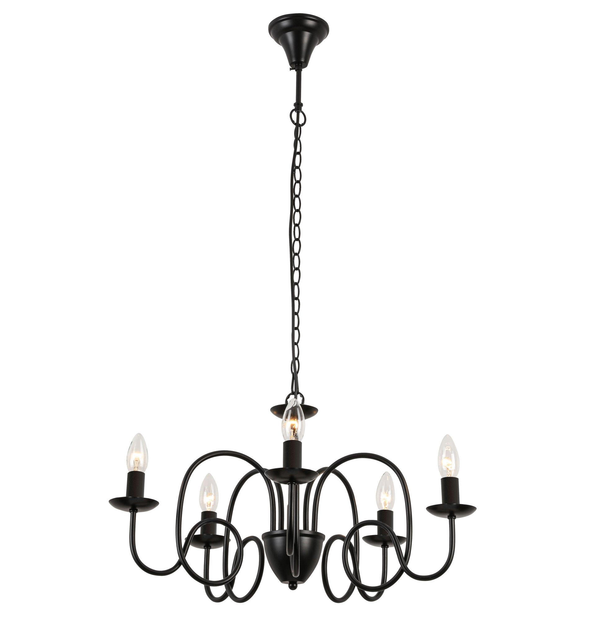 LESTENEC        60/120 cm     5x max 40W W E14 - črna, Basics, kovina (60/120cm) - Marama