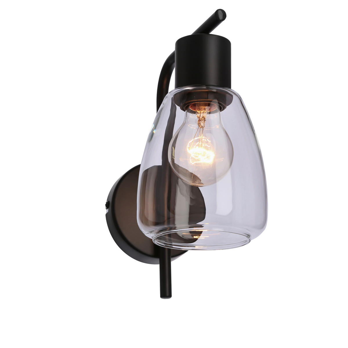 WANDLEUCHTE 17.4/12/23.5 cm   - Transparent/Schwarz, Design, Metall (17.4/12/23.5cm)