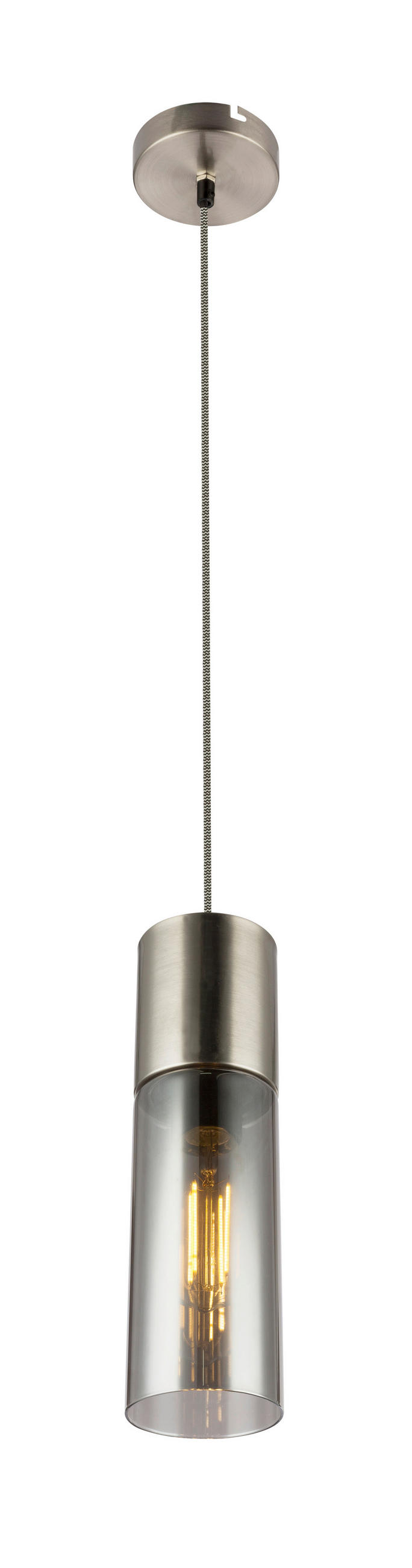 HÄNGELEUCHTE 10,5/150 cm   - Nickelfarben, KONVENTIONELL, Glas/Metall (10,5/150cm) - Globo
