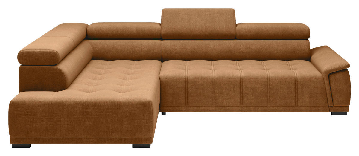 HÖRNSOFFA i chenille, vävt tyg rostfärgad  - svart/rostfärgad, Modern, textil/plast (206/283cm) - MID.YOU